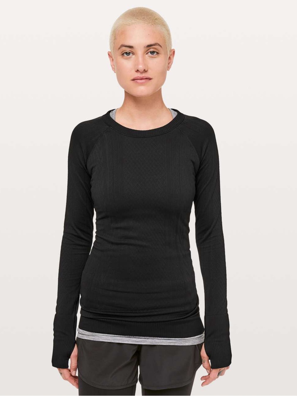 lululemon athletica Black Restless Long Sleeve Crew Top